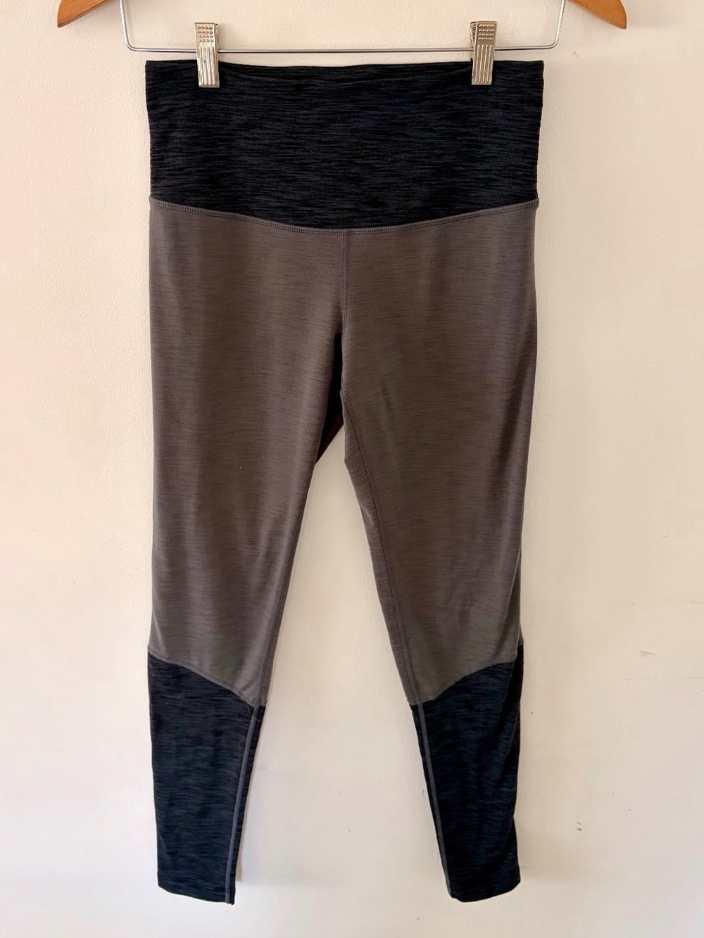 Manduka Two-Tone Black and Gray High-Waist Leggings